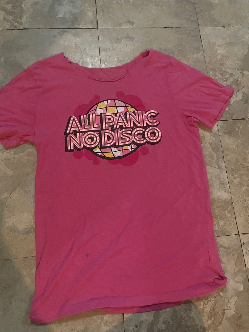 Girls' Pink Short-Sleeve Graphic Tee - All Panic No Disco